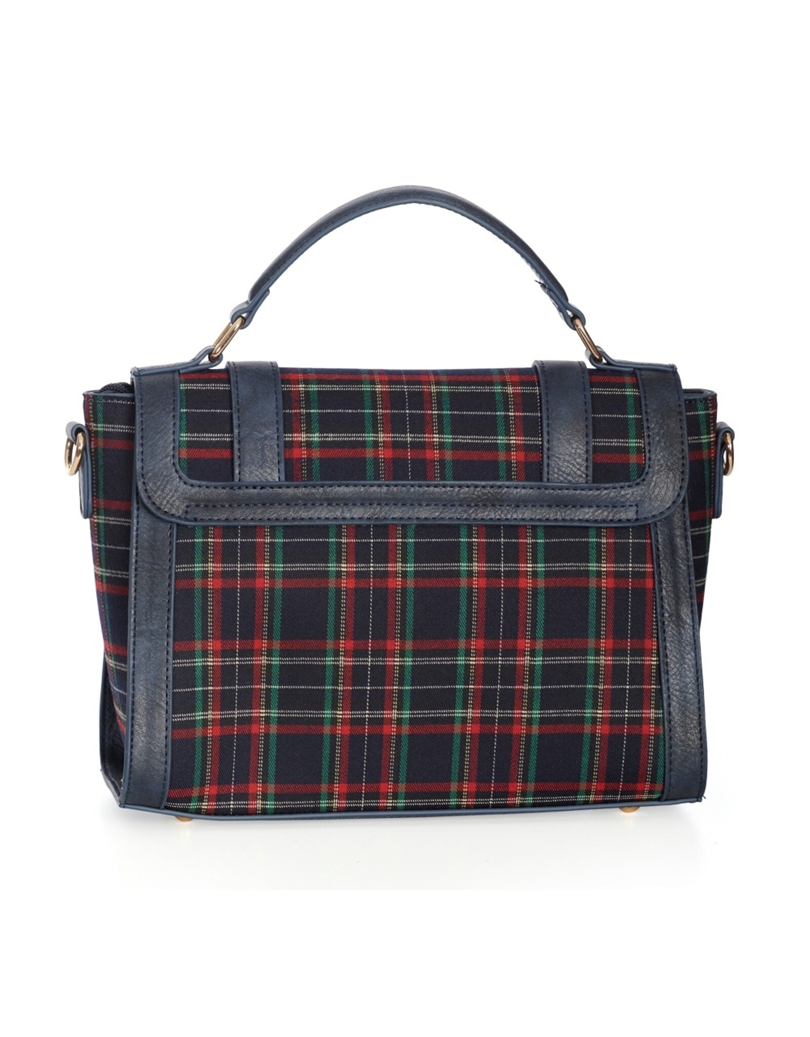 Tom & Eva Fashion bags - Banned Joy to The World handbag with Scottish tartan navy