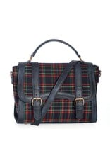 Tom & Eva Fashion bags - Banned Joy to The World handbag with Scottish tartan navy