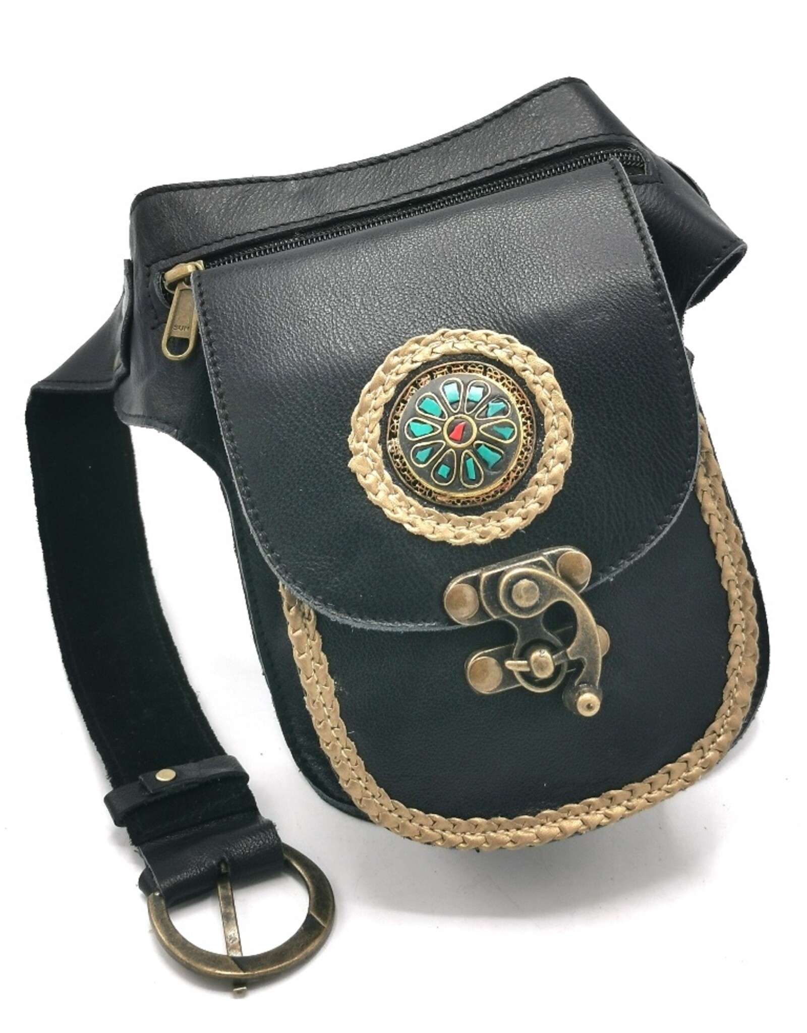 Trukado Leather Festival bags, waist bags and belt bags - Cowhide waist bag with Vintage Hook