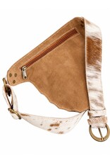 Trukado Leren Festivaltasjes, heuptassen en riemtassen -  Koeienhuid Heuptas  met Vintage Haakje bruin/beige