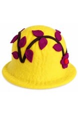 Trukado Miscellaneous - Felt hat - Sauna cap with Flower and Leaves (yellow)