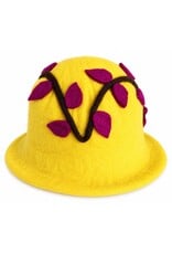 Trukado Miscellaneous - Felt hat - Sauna cap with Flower and Leaves (yellow)