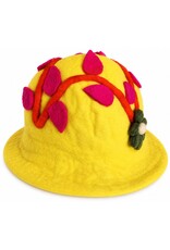 Trukado Miscellaneous - Felt hat - Sauna cap with Green Flower and Leaves (yellow)