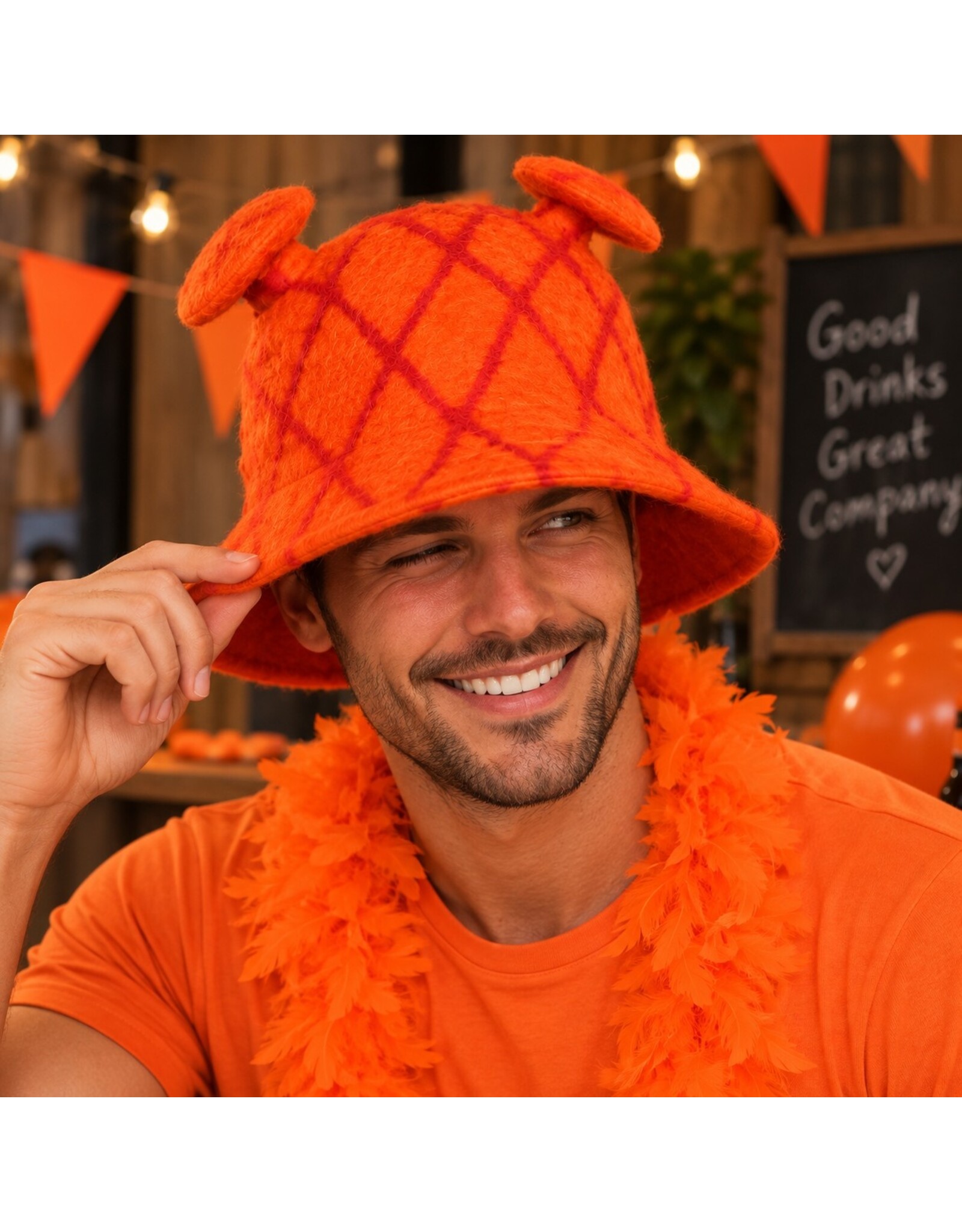 Trukado Miscellaneous - Vilten hoed - Saunamuts "Shrek" oranje
