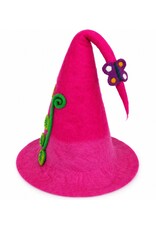 Trukado Miscellaneous - Roze Vilten Punthoed met Pompoenen en Paddenstoelen