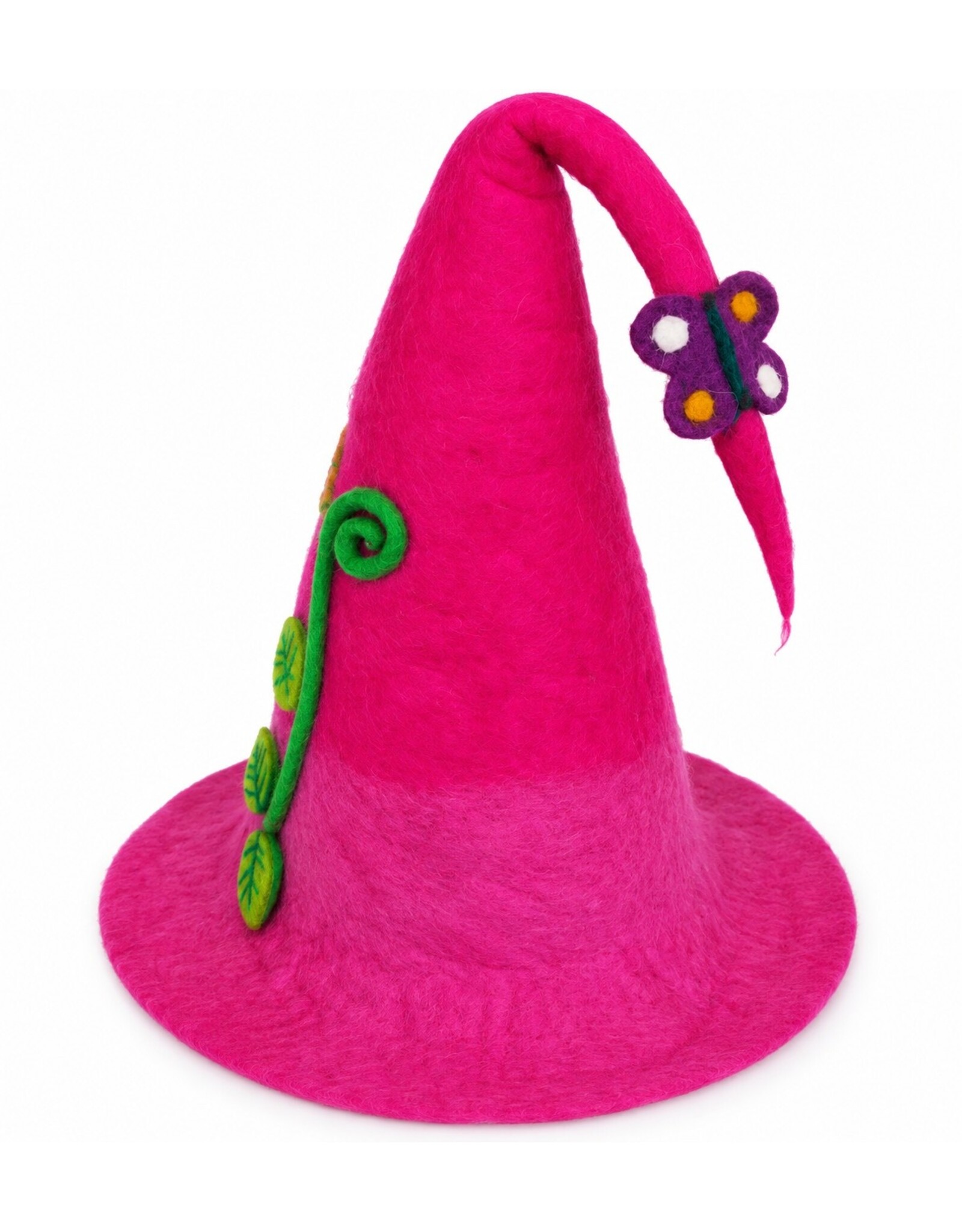 Trukado Miscellaneous - Roze Vilten Punthoed met Pompoenen en Paddenstoelen
