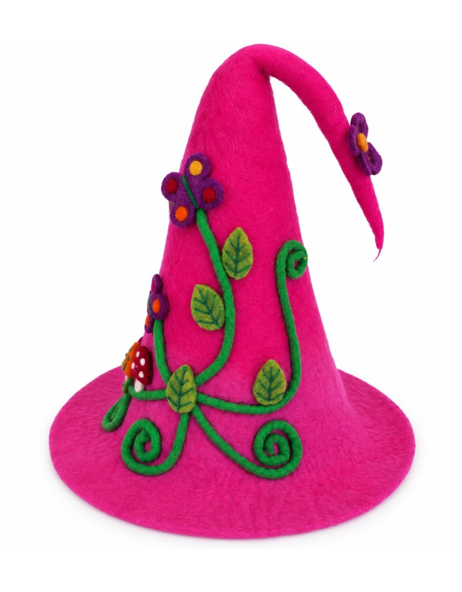 Trukado Miscellaneous - Roze Vilten Punthoed met Pompoenen en Paddenstoelen