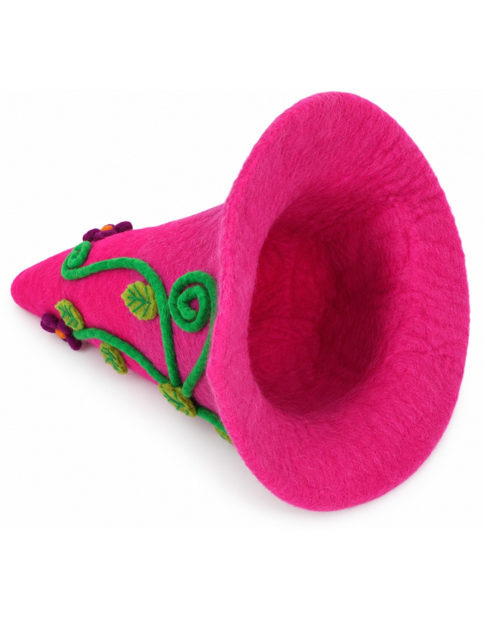 Trukado Miscellaneous - Pink Felt Pointed Hat with Pumpkins and Mushrooms