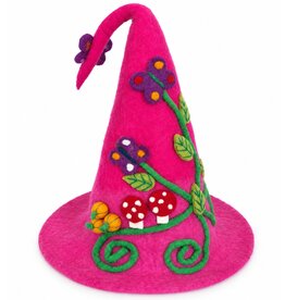 Trukado Roze Vilten Punthoed met Pompoenen en Paddenstoelen