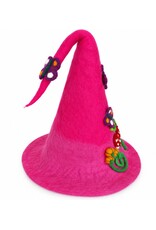 Trukado Miscellaneous - Roze Vilten Punthoed met Pompoenen en Paddenstoelen