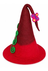 Trukado Miscellaneous - Vilten Punthoed met Pompoenen en Paddenstoelen bordeauxrood
