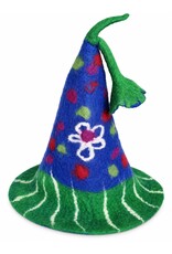 Trukado Miscellaneous - Felt Pointed Hat with Flowers Blue-green