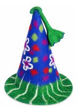 Trukado Miscellaneous - Vilten Punthoed met Bloemen Blauwgroen