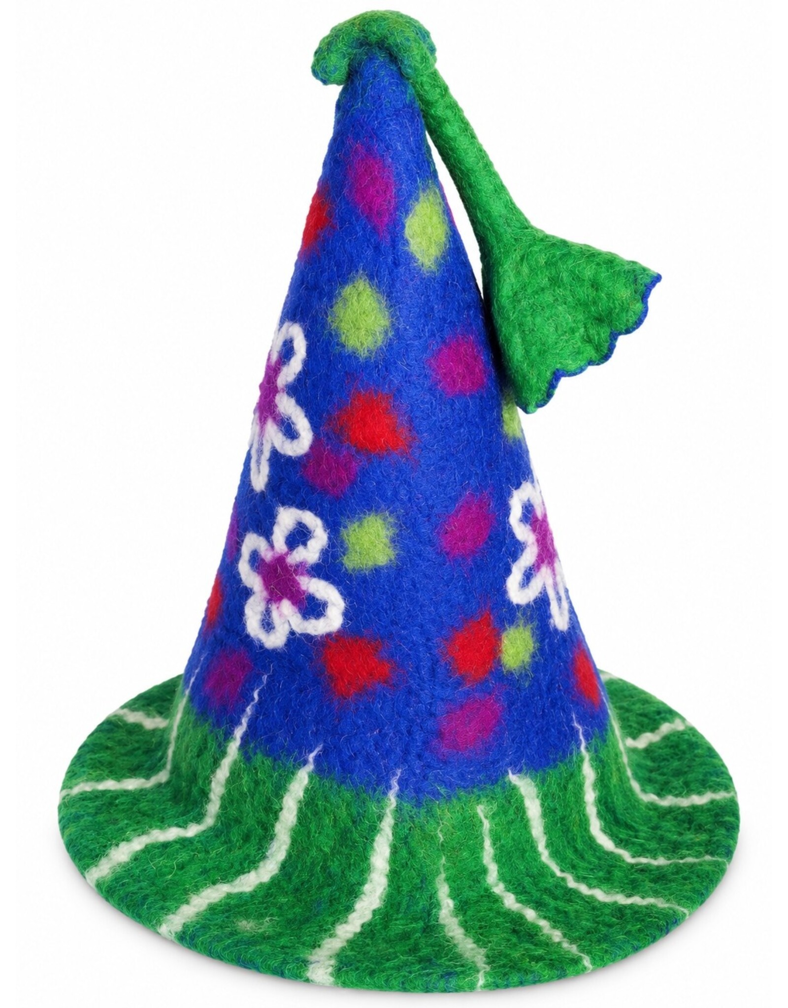 Trukado Miscellaneous - Vilten Punthoed met Bloemen Blauwgroen