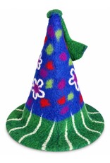 Trukado Miscellaneous - Felt Pointed Hat with Flowers Blue-green