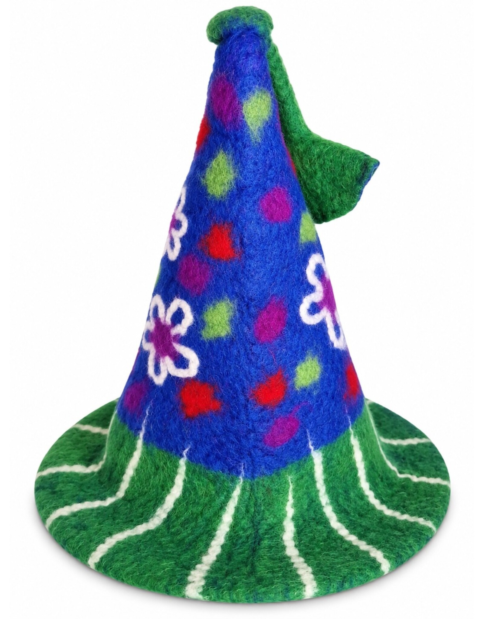 Trukado Miscellaneous - Felt Pointed Hat with Flowers Blue-green