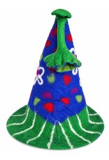 Trukado Miscellaneous - Felt Pointed Hat with Flowers Blue-green