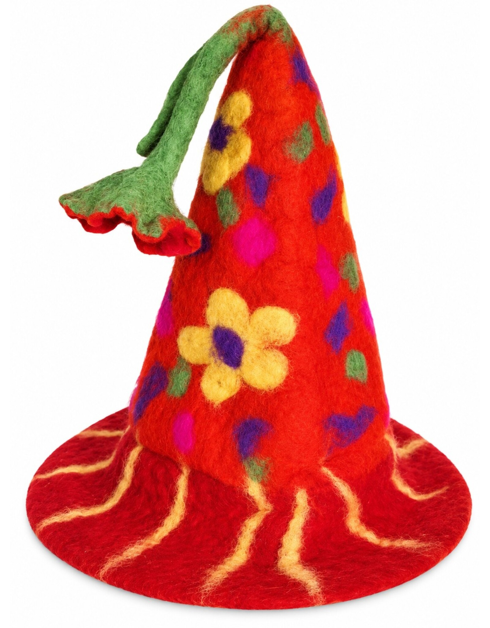 Trukado Miscellaneous - Vilten Punthoed met Bloemen oranje