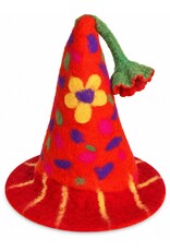 Trukado Miscellaneous - Felt Pointed Hat with Flowers Orange