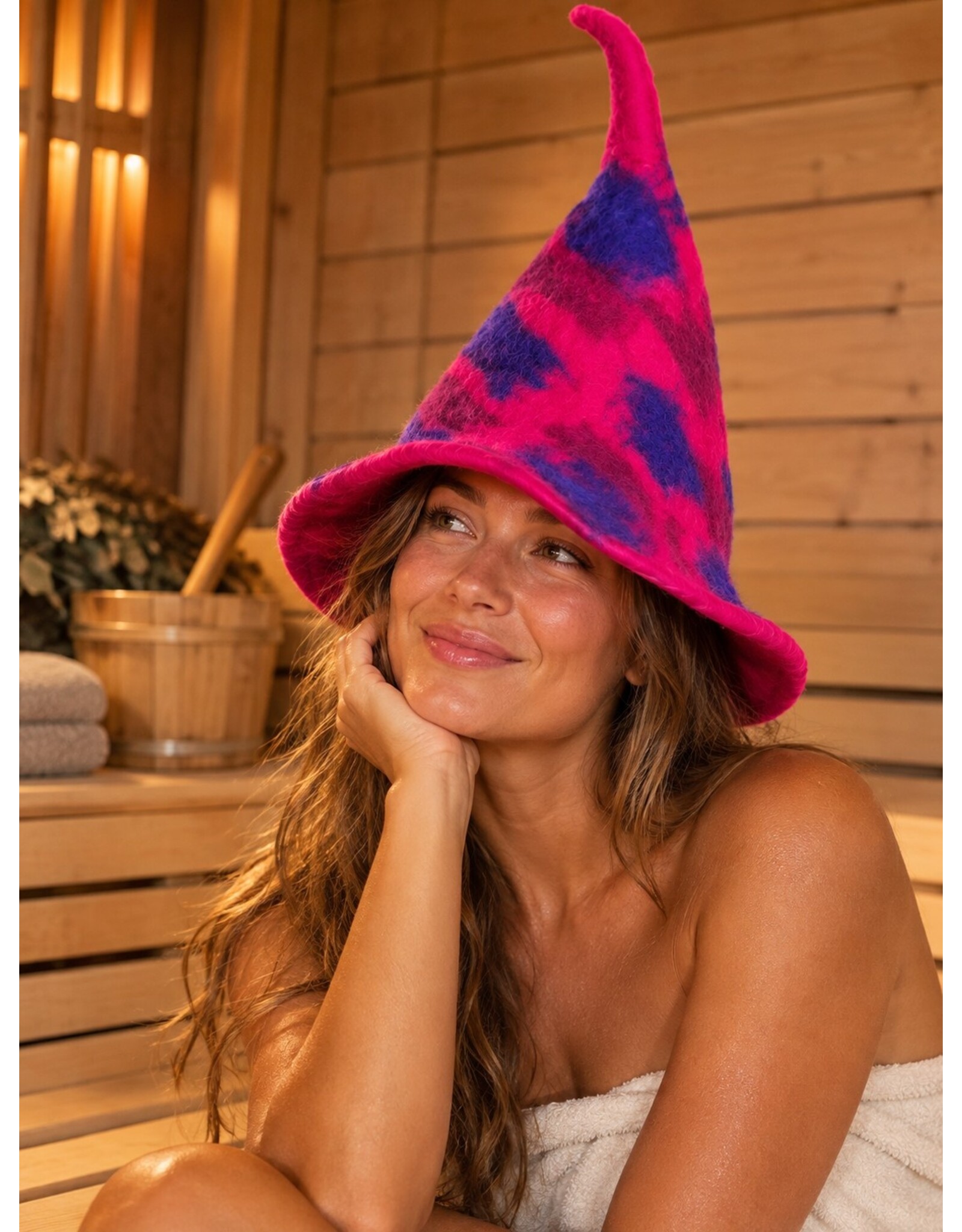 Trukado Miscellaneous - Felt pointed hat - Sauna hat Fuchsia-blue