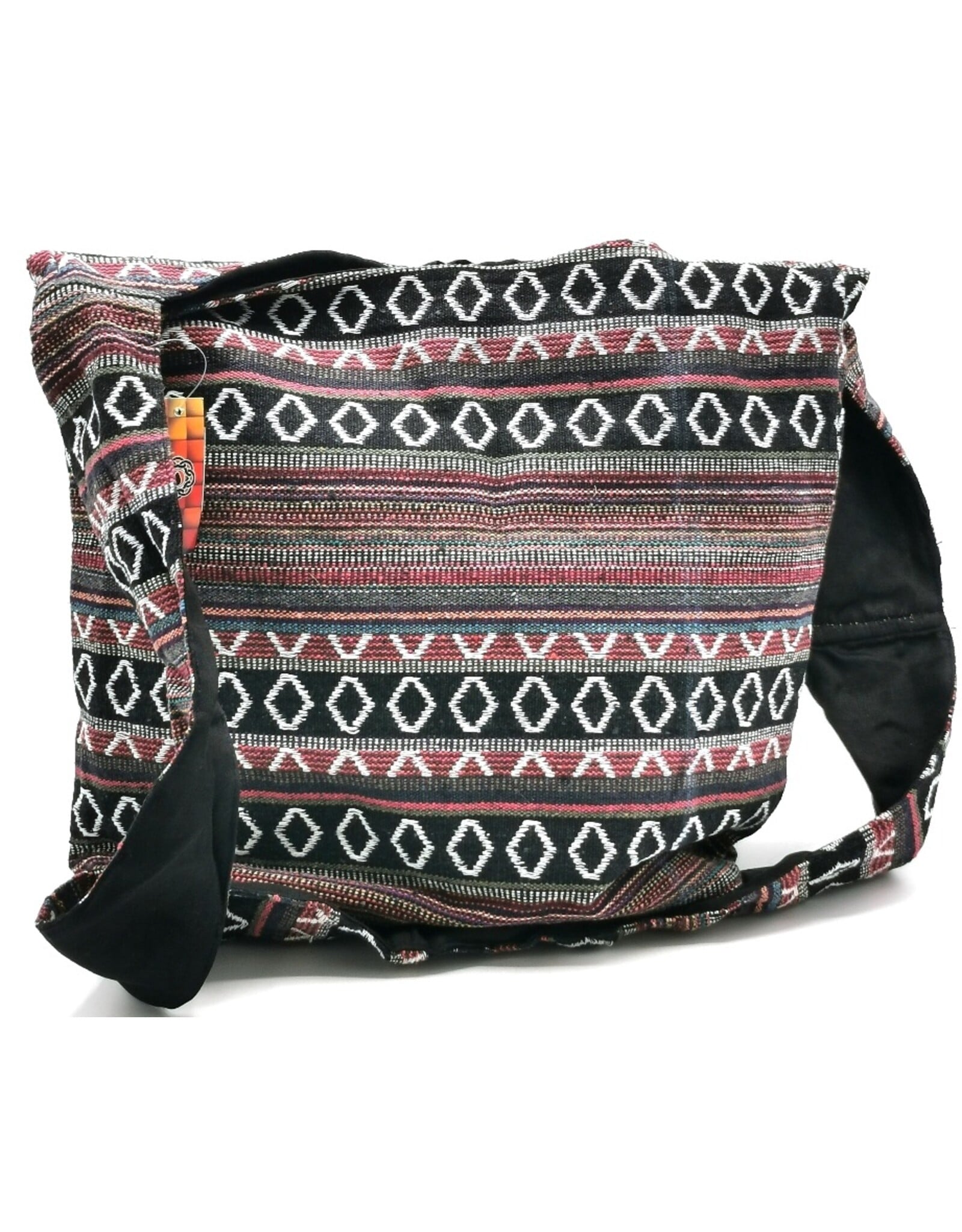 Trukado Fashion bags - Hobo bag Woven Fabric with Ethnic Pattern Bordeaux/black
