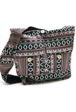 Trukado Fashion bags - Hobo bag Woven Fabric with Ethnic Pattern Bordeaux/black
