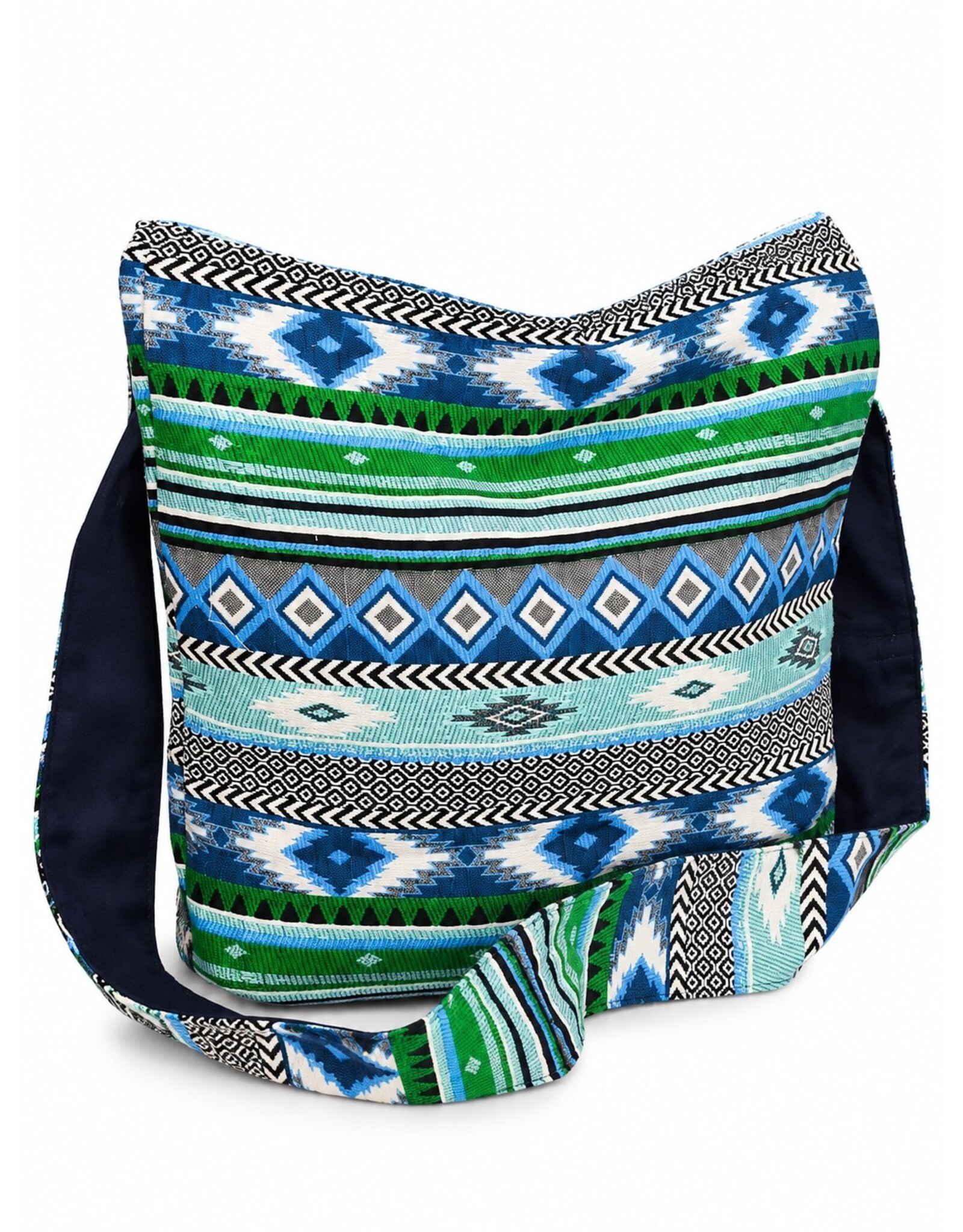Trukado Modieus - Hobotas Geweven Stof met Etnisch Patroon Groenblauw