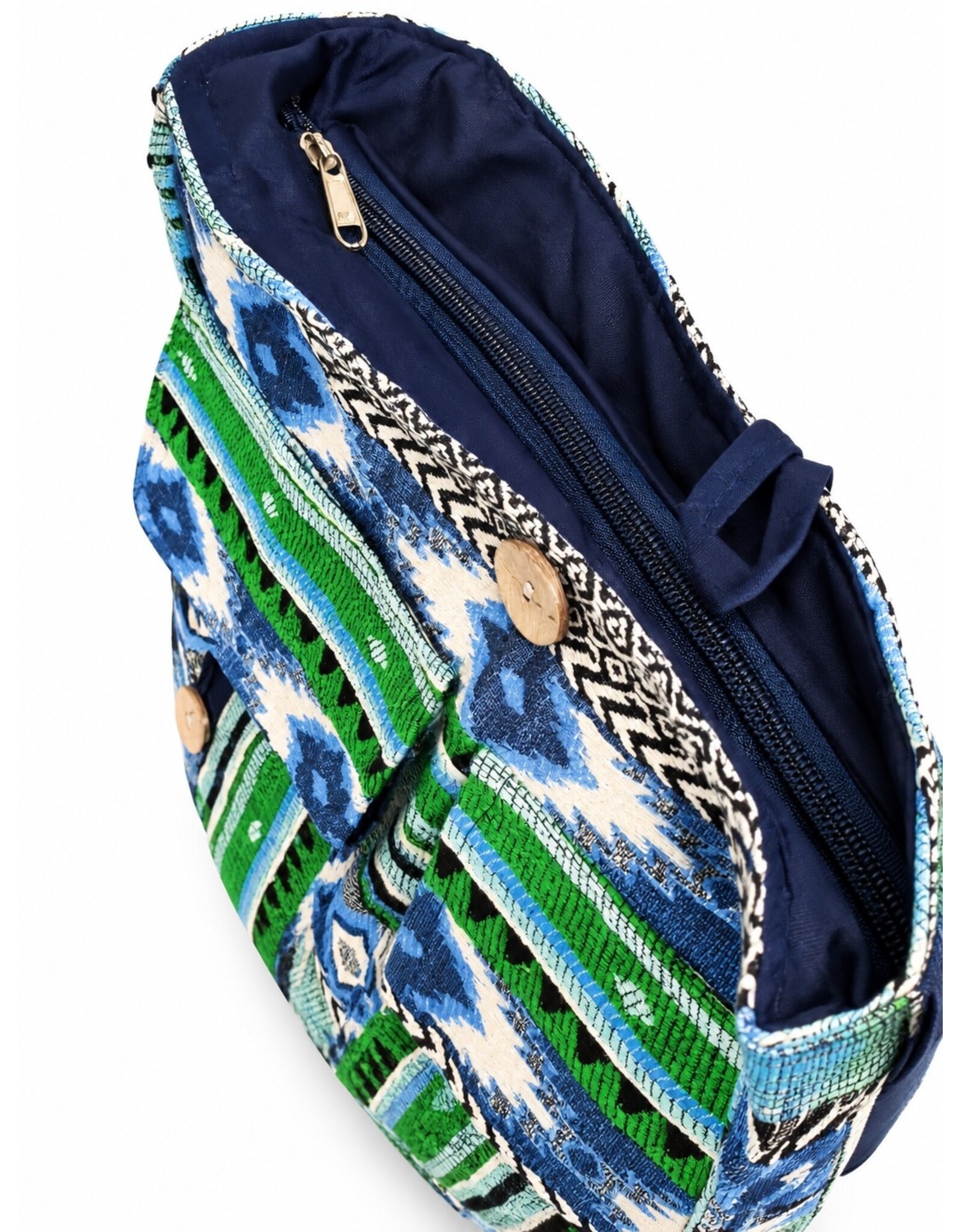 Trukado Fashion bags - Hobo bag Woven Fabric with Ethnic Pattern  Green-blue