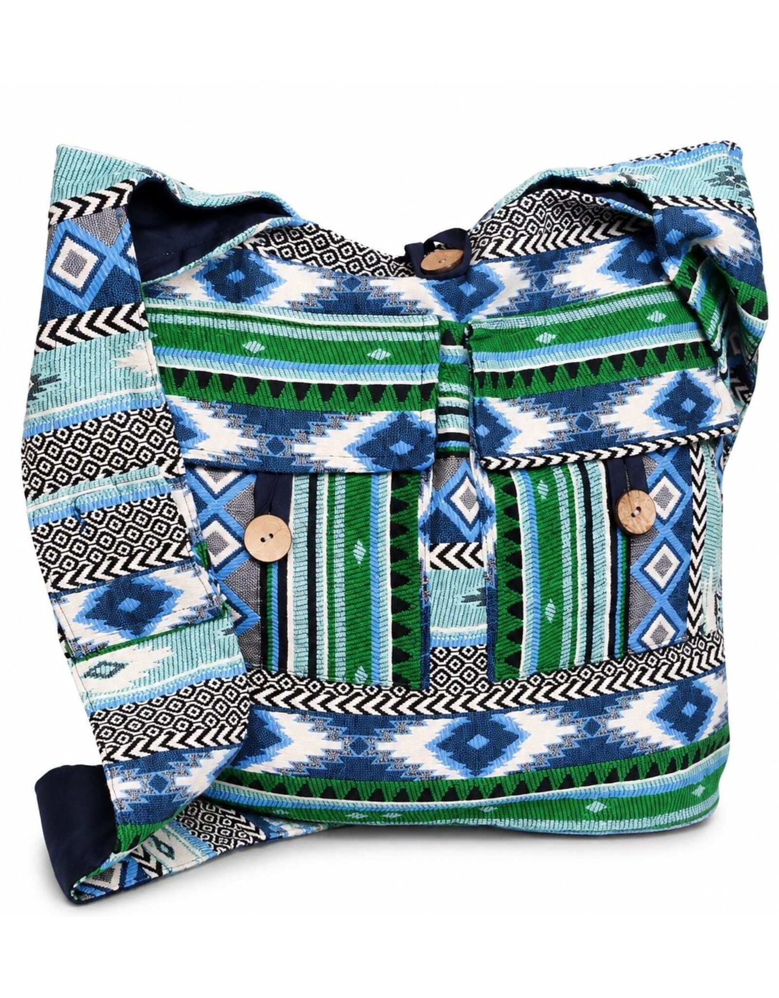 Trukado Modieus - Hobotas Geweven Stof met Etnisch Patroon Groenblauw