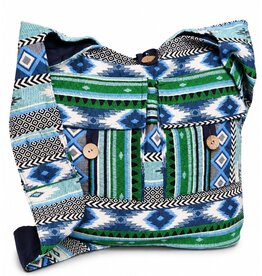 Trukado Hobotas Geweven Stof met Etnisch Patroon Groenblauw