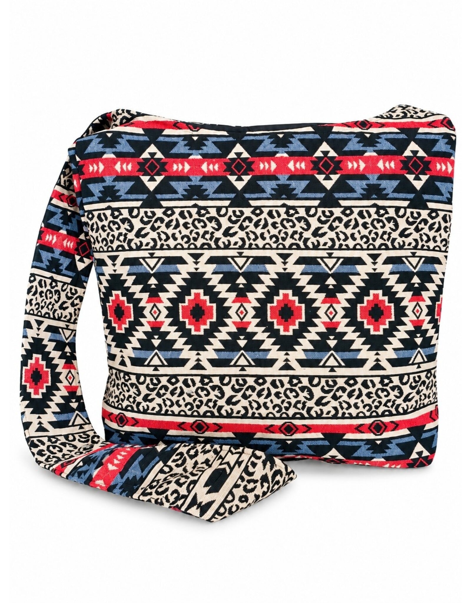Trukado Modieus - Hobotas Geweven Stof met Etnisch Patroon Beige-rood-zwart