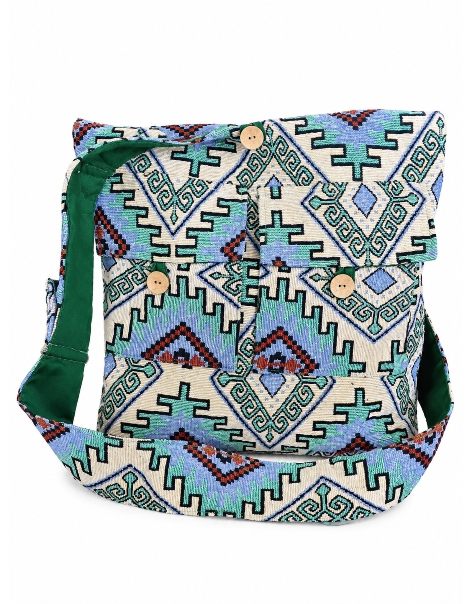 Trukado Fashion bags - Hobo bag Woven Fabric with Ethnic Pattern  Blue