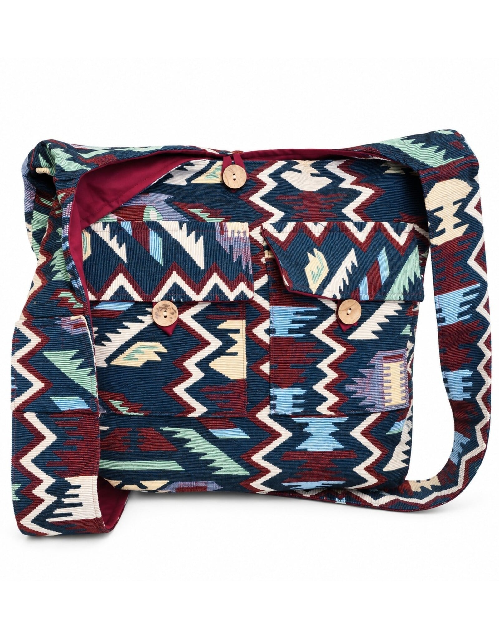 Trukado Fashion bags - Hobo bag Woven Fabric with Ethnic Pattern Blue