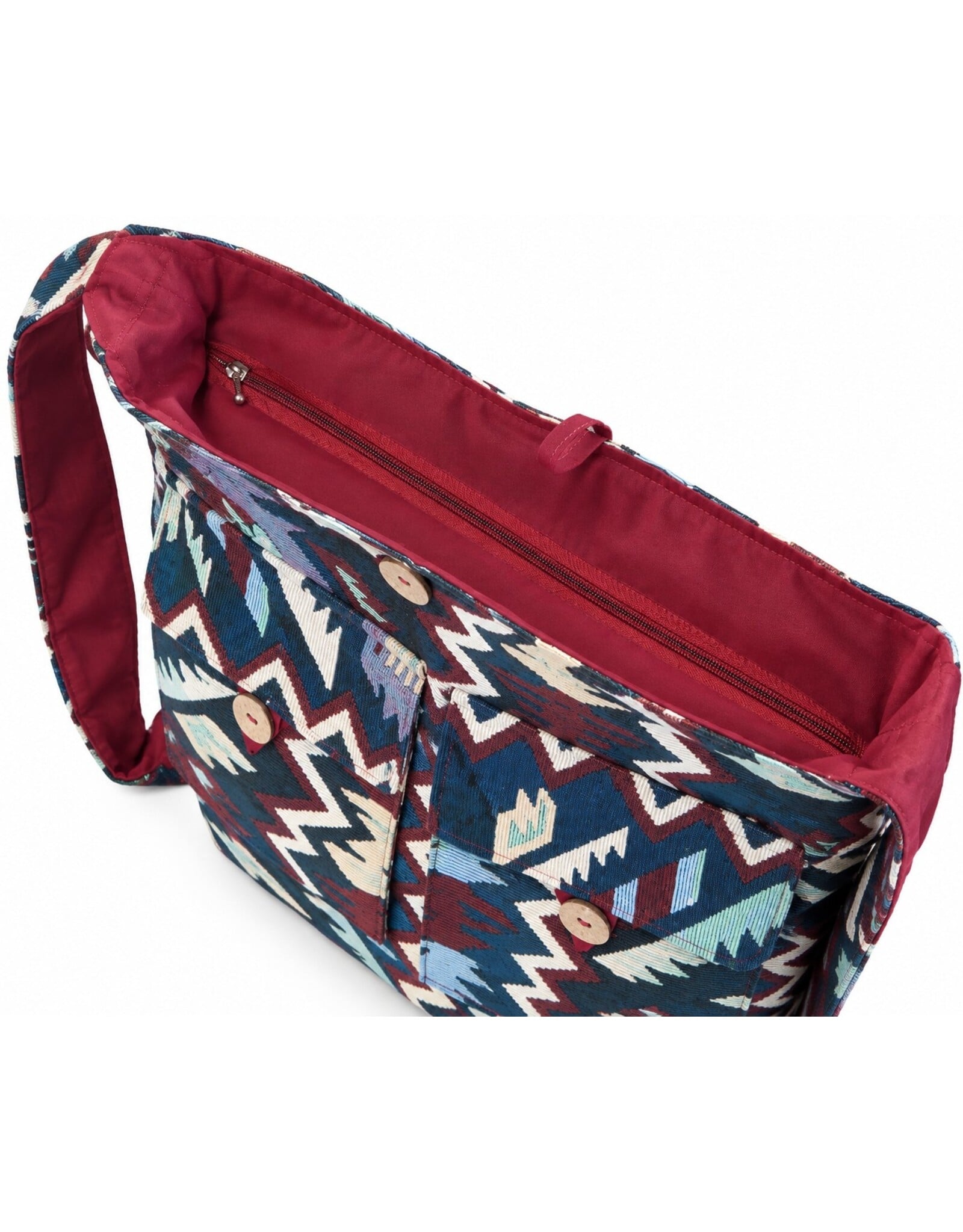 Trukado Fashion bags - Hobo bag Woven Fabric with Ethnic Pattern Blue