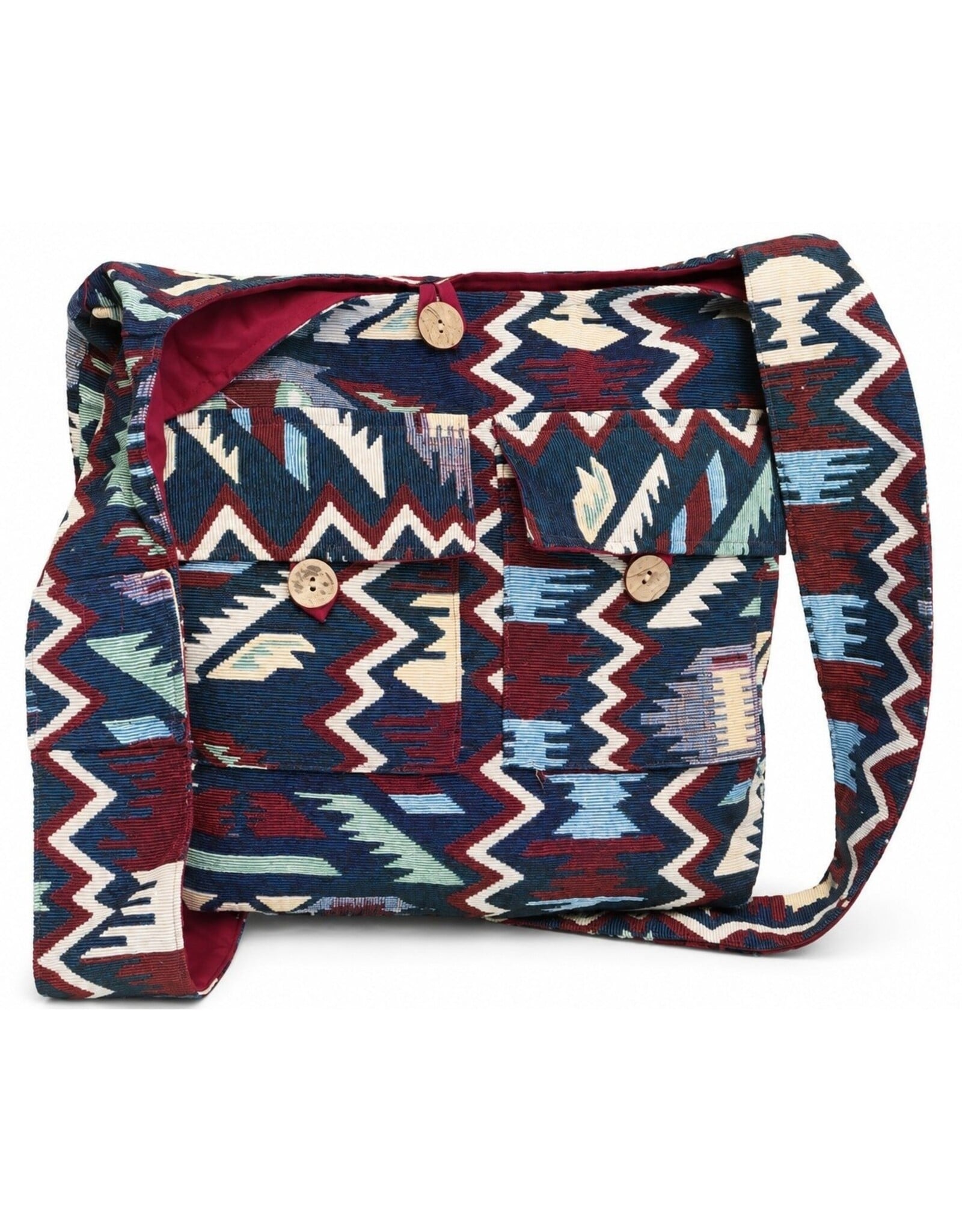 Trukado Fashion bags - Hobo bag Woven Fabric with Ethnic Pattern Blue