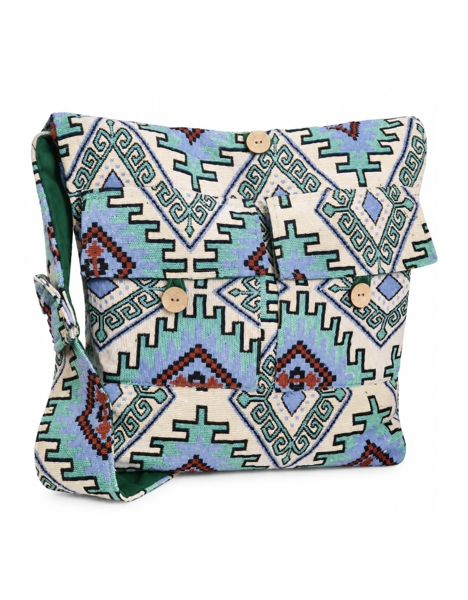 Trukado Fashion bags - Hobo bag Woven Fabric with Ethnic Pattern  Blue