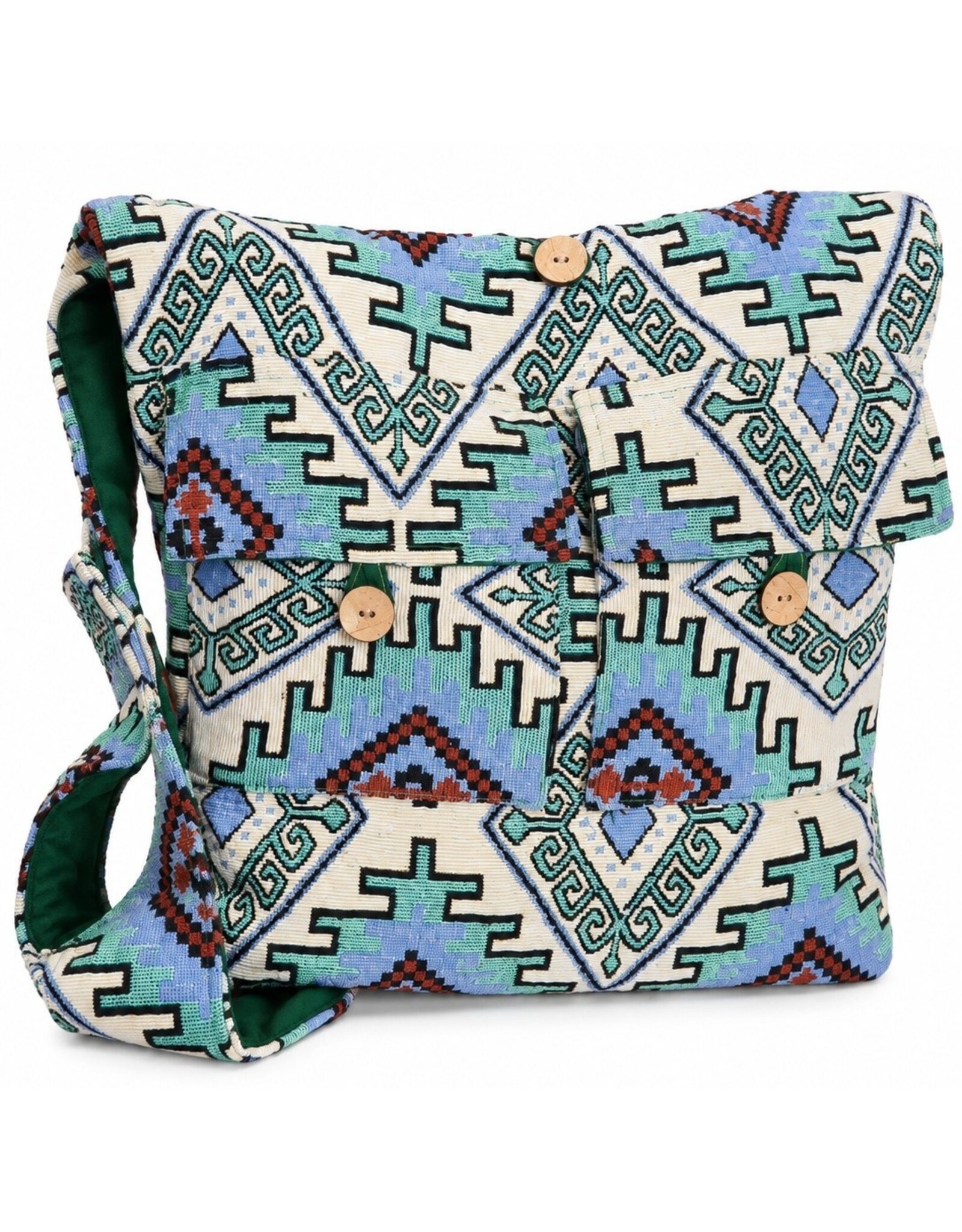 Trukado Fashion bags - Hobo bag Woven Fabric with Ethnic Pattern  Blue