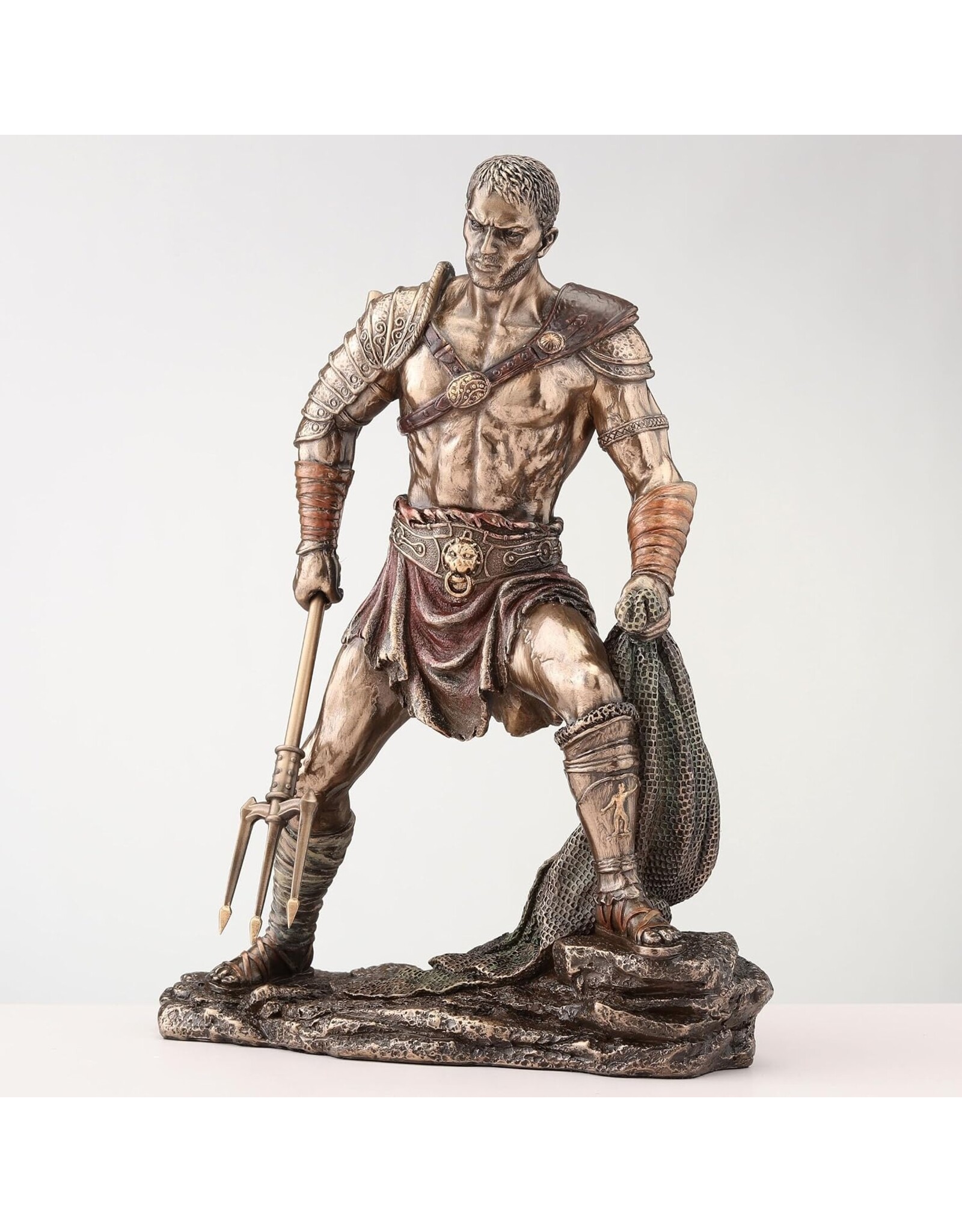 Veronese Design Giftware & Lifestyle - Gladiator Beeld - Romeinse Retiarius met Net en Drietand