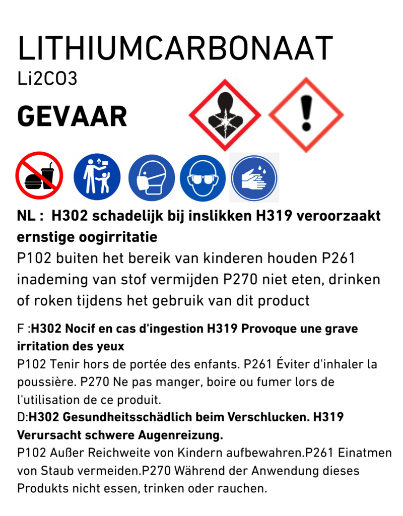 seladon lithiumcarbonaat  250 g