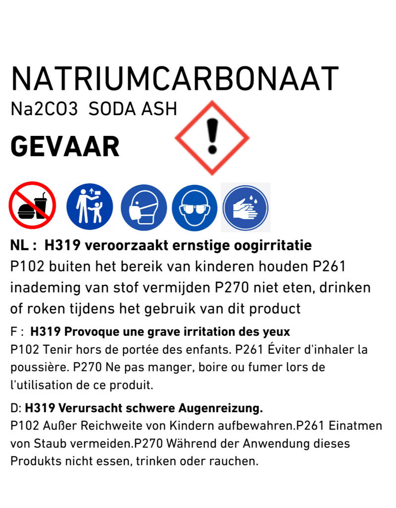 seladon natriumcarbonaat - soda ash 1kg (gecalcineerde soda)