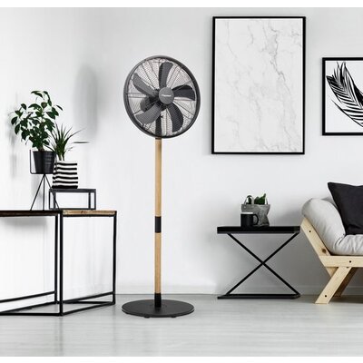 Bestron DFS45WB Design Pedestaal Ventilator, Zwart/Hout, 50 Watt