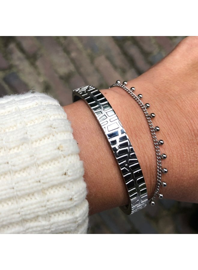 Armband kleine bolletjes zilver steel- By Jam