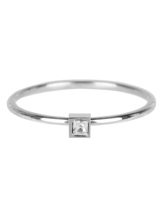 Ring Square Steel Crystal CZ R500