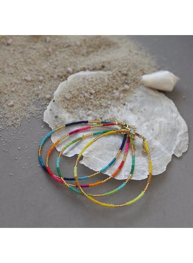 Biba gekleurde kraaltjes goud - Kywi Jewelry