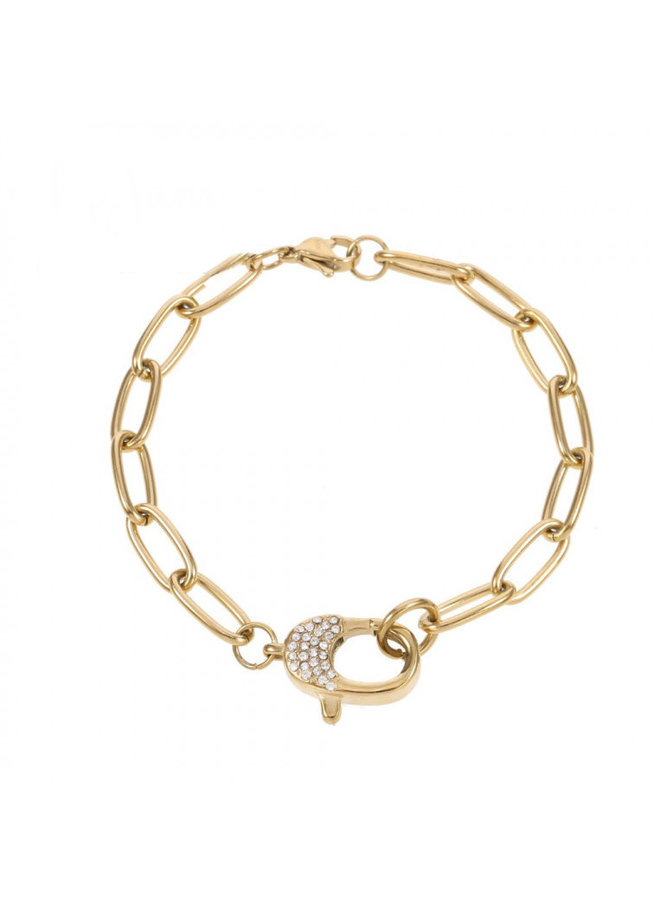 Armband Goud schakel met slot zirkonia - By Jam