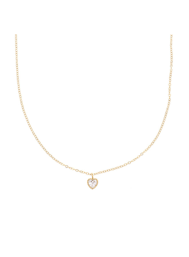 Ketting hartje strass goud steel- By Jam