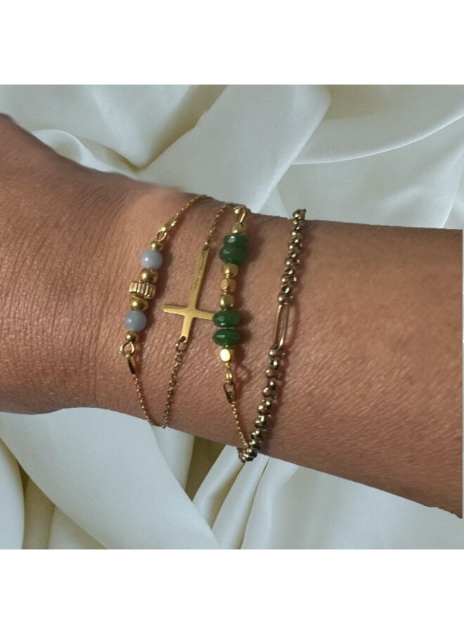 Armband goud 24k Edelsteen Jade smaragd