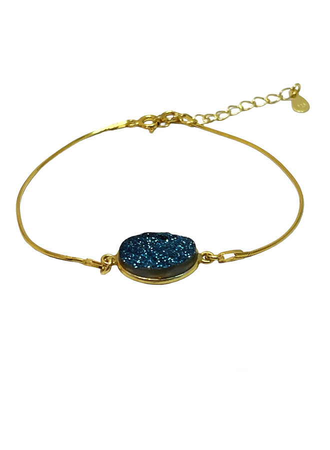 Armband Druzy agaat blauw 24k goud vermeil