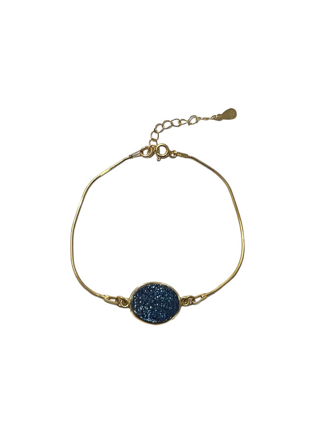 Armband Druzy agaat blauw 24k goud vermeil