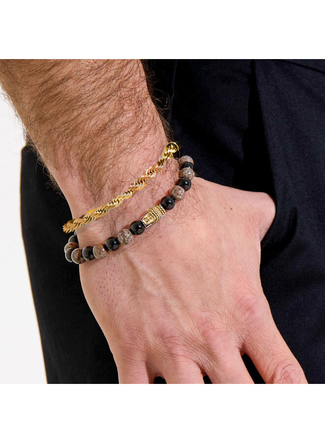 Unisex armband gedraaid- goud steel